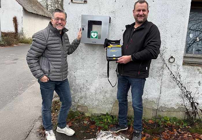 Bürgermeister Karsten Fischkal und Ortssprecher Alexander Schickert