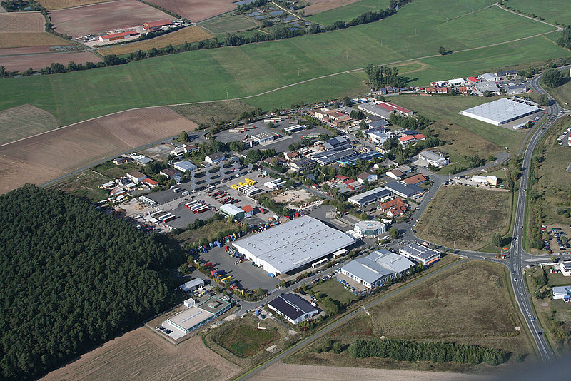 Luftbild des Gewerbegebiets am Langraben