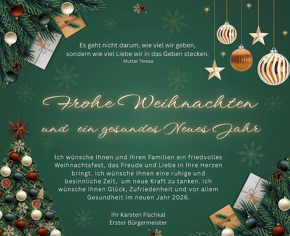 Bild mit Weihnachtsgruß der Bürgermeisters